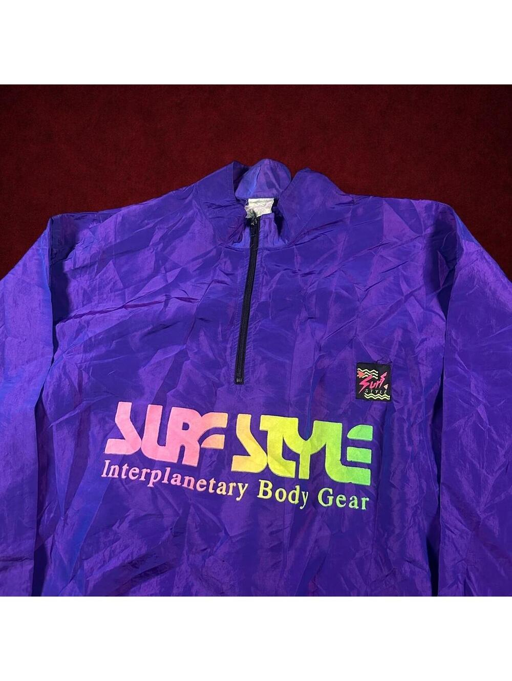 Surf Style Purple 90s Windbreaker Interplanetary Body Gear Colorblock Pullover